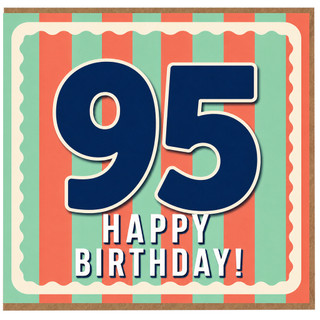 95th Birthday Card, Happy Birthday Retro Striped Design