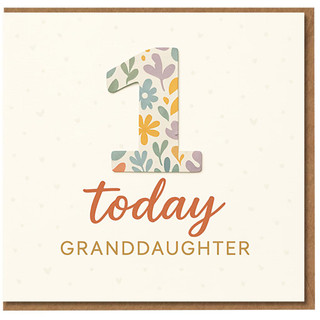 Granddaughter 1st Birthday Card - 1 Today Floral Number - Cute First Birthday Card for Granddaughter