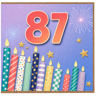 87th Birthday Card, Festive Candles and Fireworks Design