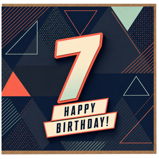 7th Birthday Card, Happy Birthday Geometric Number 7 Card