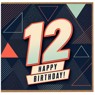 12th Birthday Card, Modern Geometric Happy Birthday Card