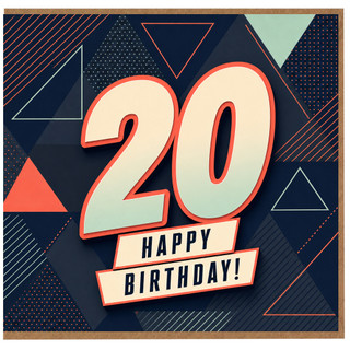 20th Birthday Card, Happy 20th Birthday Geometric Design Card