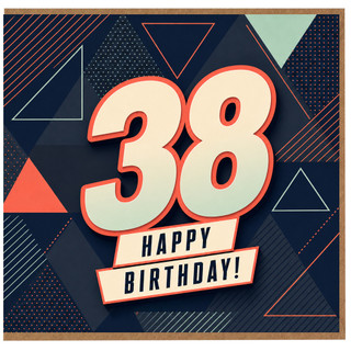 38th Birthday Card, Modern Geometric Happy Birthday Card
