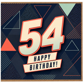 54th Birthday Card, Happy Birthday Retro Geometric Design