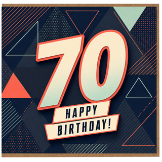 70th Birthday Card, Happy Birthday Geometric Number 70 Card