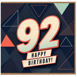 92nd Birthday Card, Happy Birthday Card for 92 Year Old