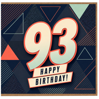93rd Birthday Card, Happy Birthday Card for 93 Year Old, Geometric Retro Design