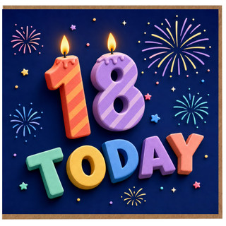 18th Birthday Card, 18 Today Birthday Card with Fireworks