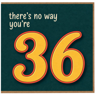 36th Birthday Card, There’s No Way You’re 36 Funny Birthday Card