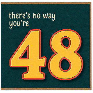 48th Birthday Card, There's No Way You're 48 Retro Number Card