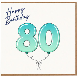 80th Birthday Card, Happy Birthday Balloon Design