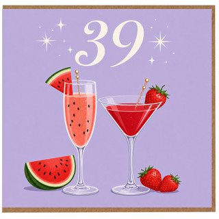 39th Birthday Card, Fruit Cocktail Birthday Card