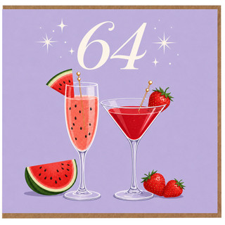 64th Birthday Card, Funny Fruit Cocktail Birthday Card