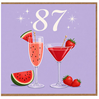 87th Birthday Card, Fruit Cocktail and Watermelon Design