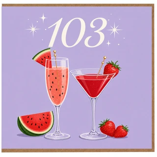 103rd Birthday Card, Fruity Cocktail Celebration Card