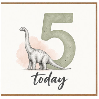 5th Birthday Card, Dinosaur Today