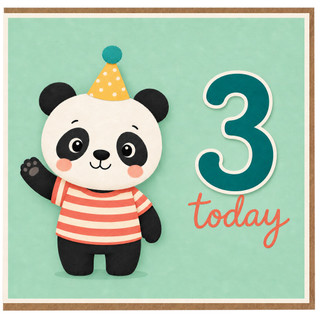 3rd Birthday Card, Cute Panda Today