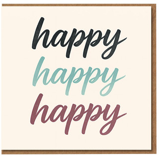 Happy Happy Birthday Card - Minimal Typography, Blank Inside, Modern Calligraphy Greeting for Him Her Friend
