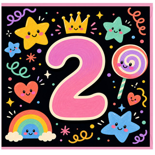 2nd Birthday Card, Cute Stars and Rainbow Design