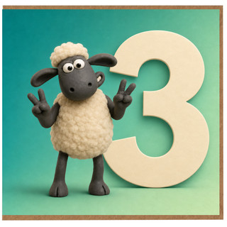 3rd Birthday Card, Cute Sheep Age 3 Card