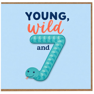 7th Birthday Card, Young Wild and 7 Snake Design