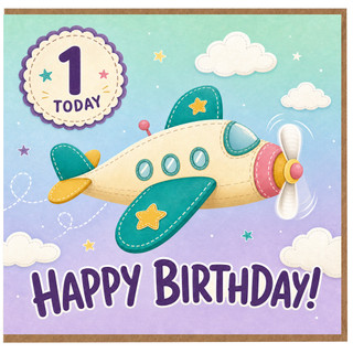1st Birthday Card, Happy Birthday Airplane Design
