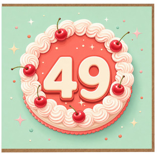 49th Birthday Card, Cake Design Birthday Card