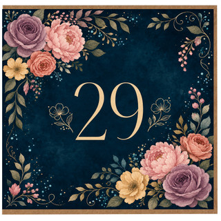 29th Birthday Card, Elegant Floral Number 29 Birthday Card