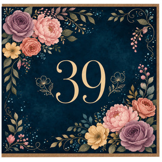 39th Birthday Card, Floral Number 39 Card