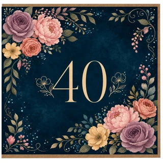 40th Birthday Card, Floral Design