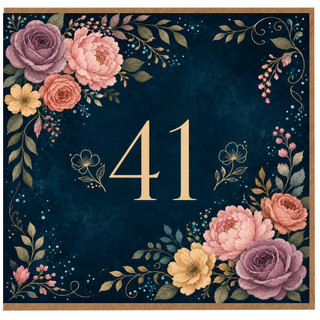 41st Birthday Card, Elegant Floral Number 41 Card