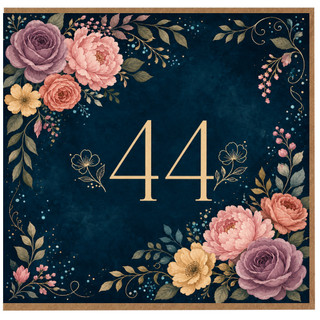 44th Birthday Card, Floral Age 44 Card