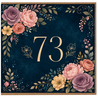 73rd Birthday Card, Floral Gold Number 73 Card