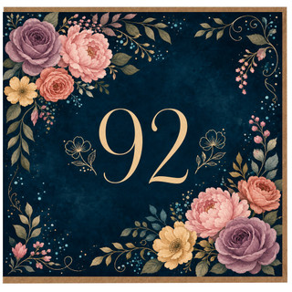 92nd Birthday Card, Floral Floral Birthday Card for Her