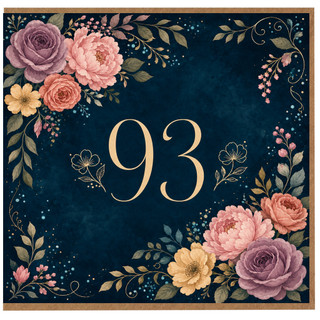 93rd Birthday Card, Floral Number 93 Birthday Card