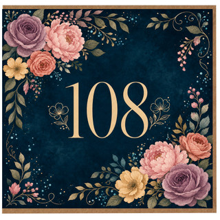 108th Birthday Card, Elegant Floral 108 Birthday Card