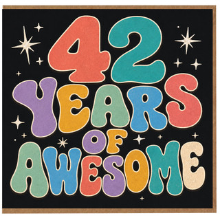 42nd Birthday Card, 42 Years of Awesome Retro Style Card