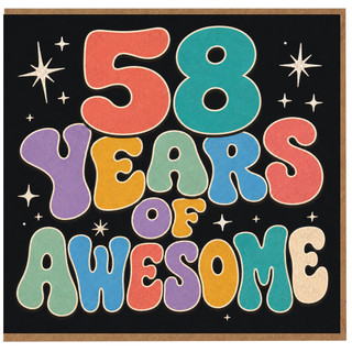 58th Birthday Card, 58 Years of Awesome Retro Typography Design