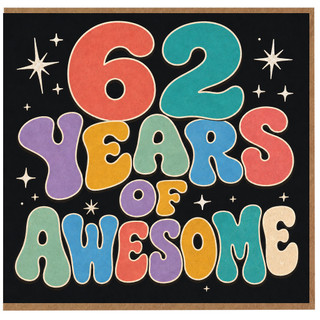 62nd Birthday Card, 62 Years of Awesome Retro Style Card