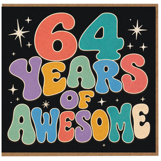 64th Birthday Card, 64 Years of Awesome Retro Multicolour Card