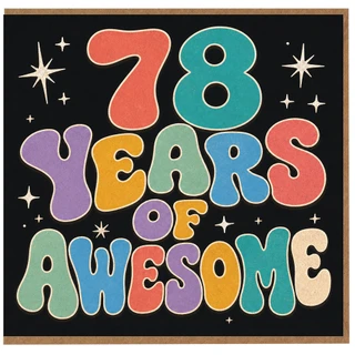 78th Birthday Card, 78 Years of Awesome Retro Colourful Typography Card