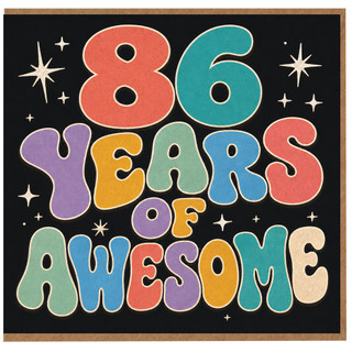 86th Birthday Card, 86 Years of Awesome Retro Multicoloured Design