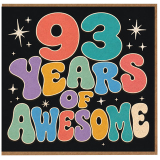93rd Birthday Card, 93 Years of Awesome Retro Typographic Card