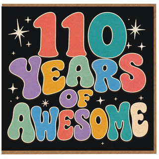 110th Birthday Card, 110 Years of Awesome Retro Birthday Card