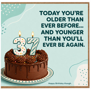 37th Birthday Card, Funny Birthday Card for 37 Year Old, Happy Birthday Card