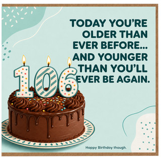 106th Birthday Card, Funny Happy Birthday Card for 106 Year Old
