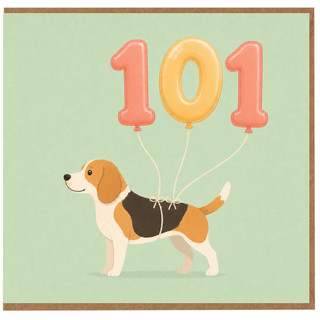 101st Birthday Card, Cute Balloon Greeting Card