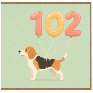 102nd Birthday Card, Cute Balloon Design
