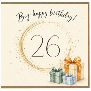 26th Birthday Card, Big Happy Birthday Card for 26 Year Old