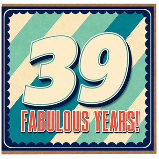 39th Birthday Card, Fabulous 39 Years Retro Style Card